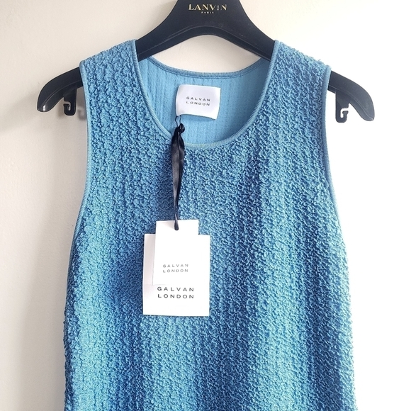New Galvan London Selene Cutout Back Textured Knit Blue Midi Dress Large NWT - Picture 11 of 16